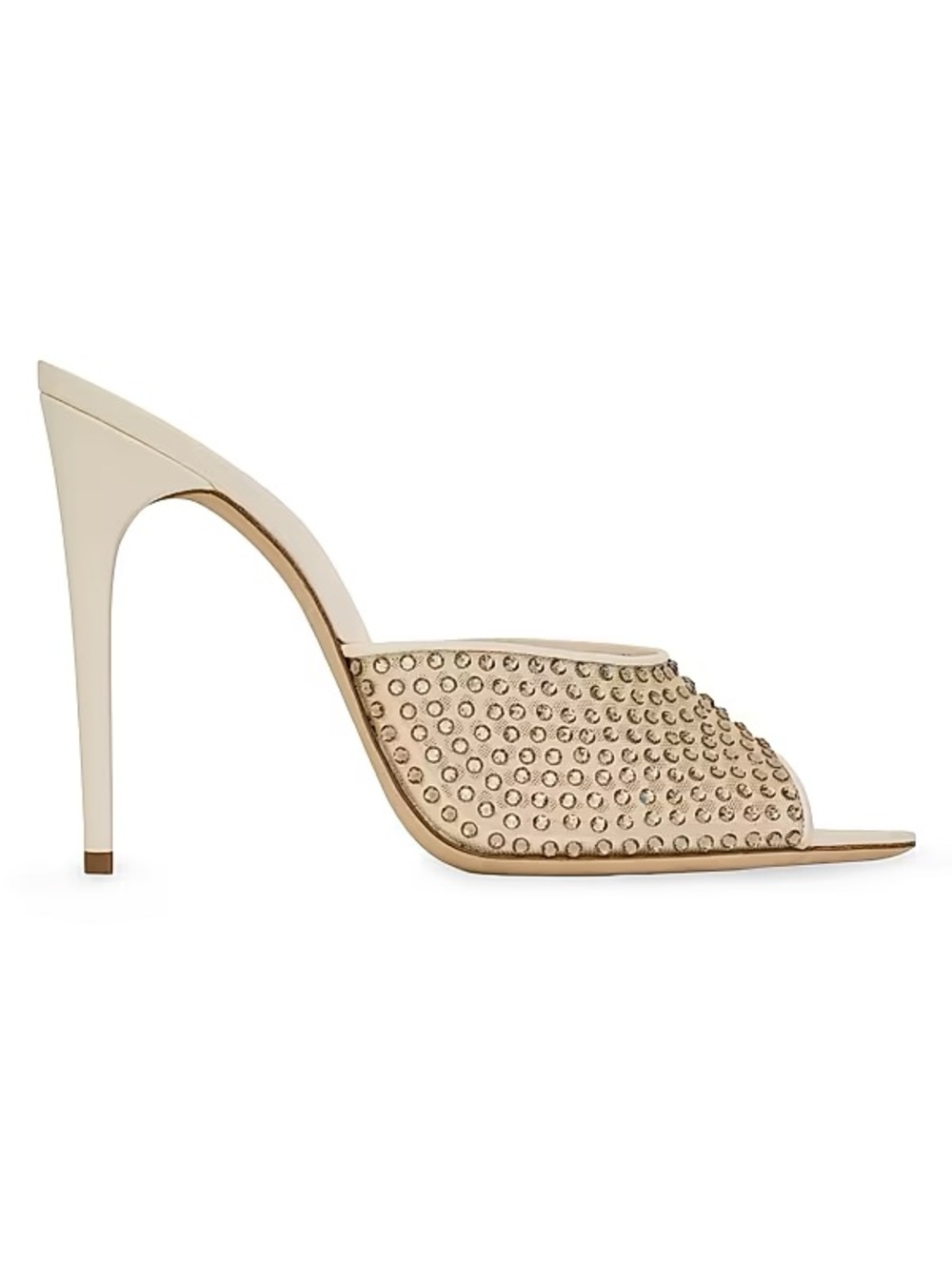 Saint Laurent Blonde Mules in Rhinestones Mesh